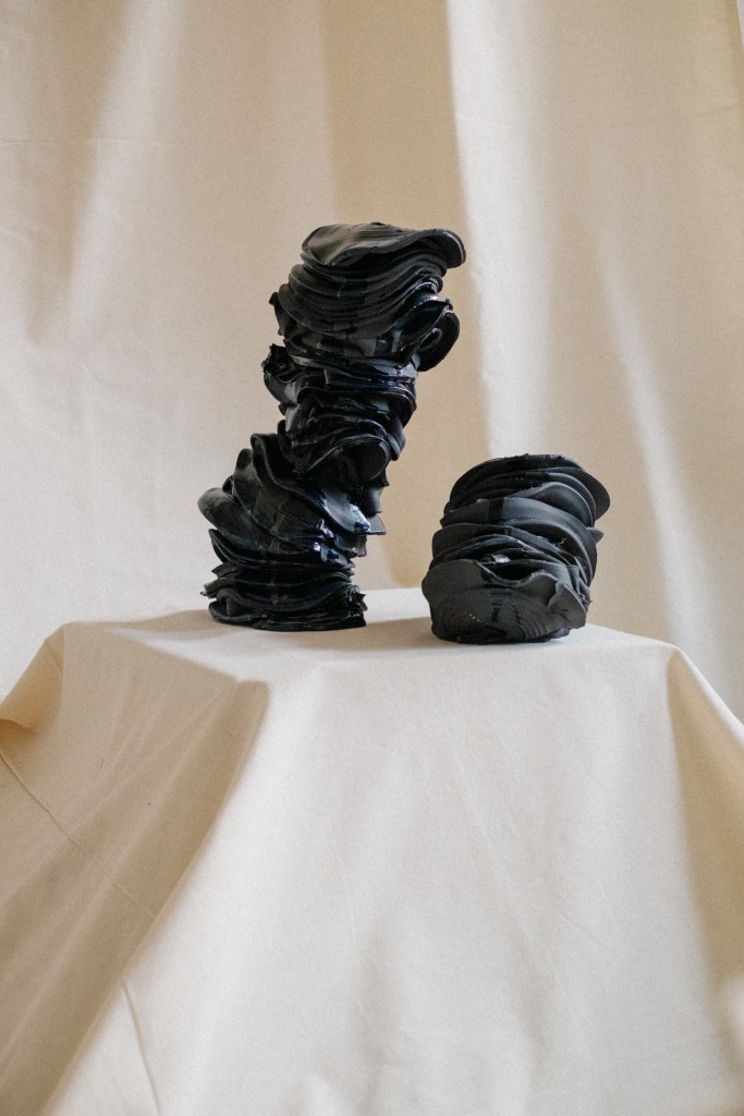 Stoneware Sculpture
Black Clay Blue Glaze