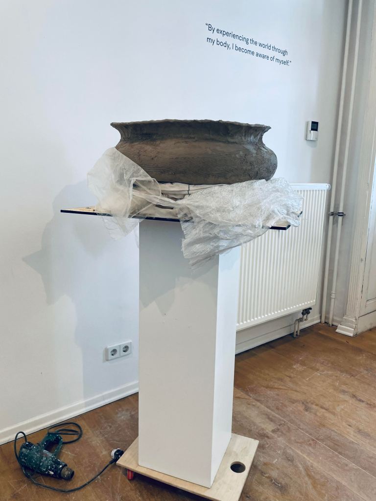 Greenware prepared for an interactive happening